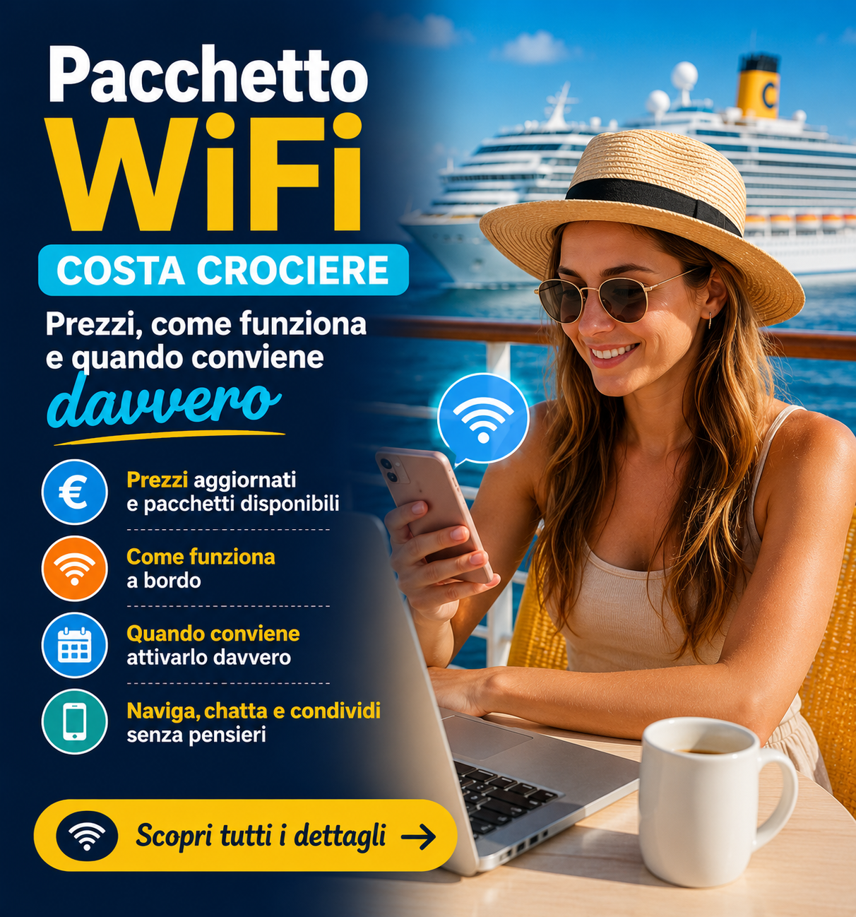 Pacchetto WiFi Costa Crociere prezzi, come funziona e quando conviene davvero